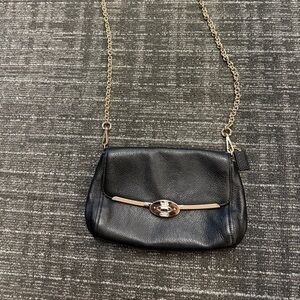 Vintage Coach Madison Black Leather Crossbody Bag Gold Chain Strap & Leather Tag